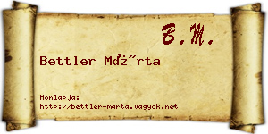 Bettler Márta névjegykártya